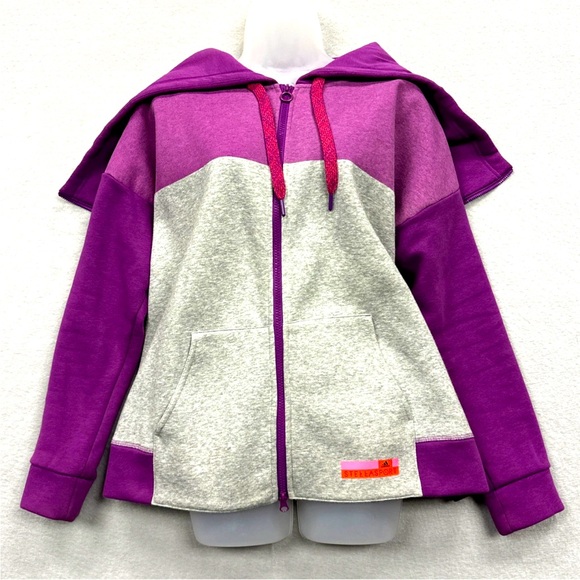 Tops - Adidas Women Stella McCartney Stellasport Full Zip Hoodie Colorblock Purple Gray